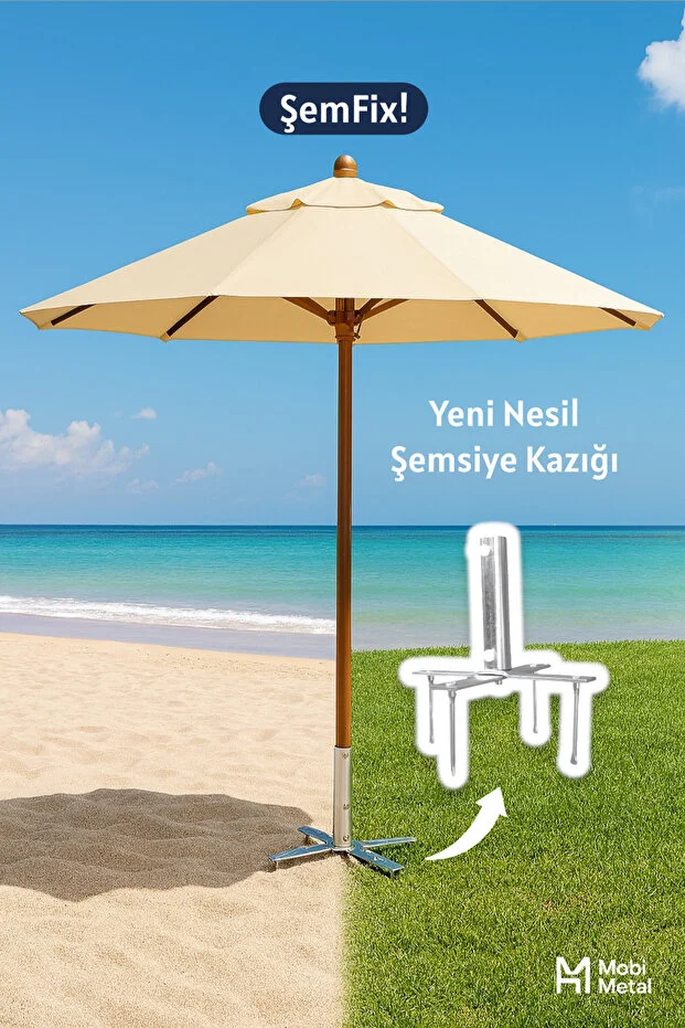 ŞemFix - Şemsiye Kazığı, Şemsiye Tutucu, Şemsiye Sabitleyici, Bahçe ve Plaj Şemsiyesi Kazığı